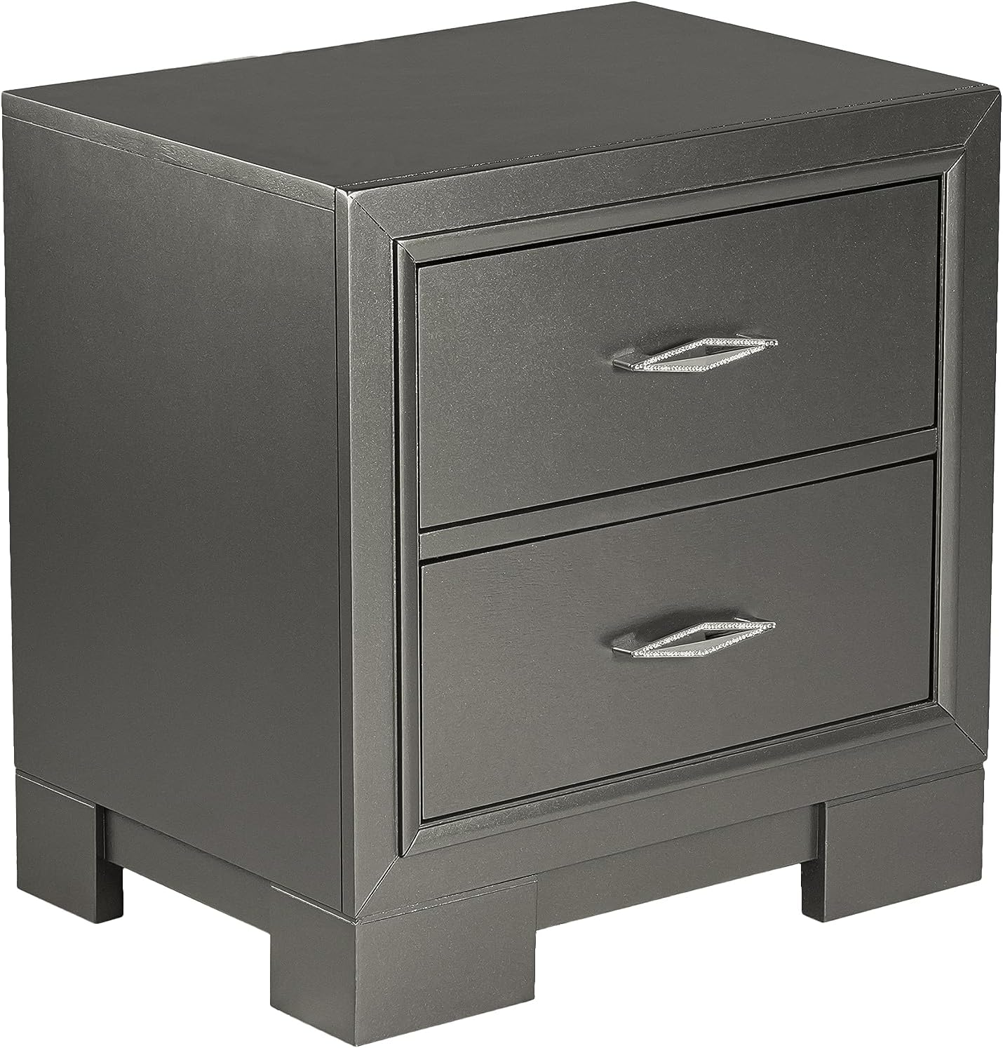 Furniture of America Verdant Modern Wood 3-Piece Bedroom Set with LED Lights in Headboard and Center Metal Glides, No Box Spring Required for Bedroom, Full, Metallic Gray