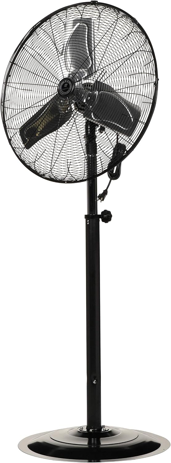 TPI Corporation CACU-24-P, 24-Inch High-Velocity Non-Oscillating Pedestal Mount Fan for Commercial & Industrial, Garage, Gym, Outdoor, Patio, 120 Volt