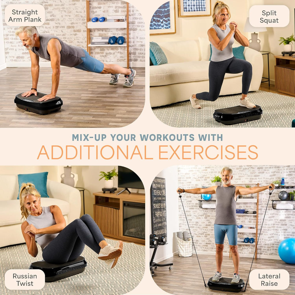 Lifepro Waver Mini Vibration Plate Exercise Machine with Remote & Bands — Compact Whole Body Vibrating Plate for Lymphatic Drainage & Muscle Toning — Shake Machine with 99 Speed Levels & 10 Presets
