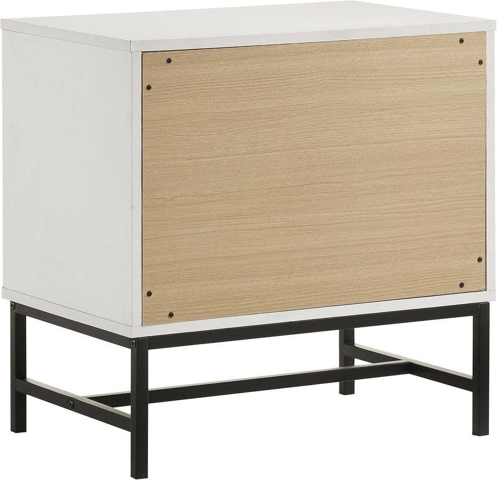 Coaster Home Furnishings Sonora Contemporary 4-Piece Bedroom Set Leatherette Upholstered California King Size Panel Bed Frame 54-inch Headboard White 224861KW-S4