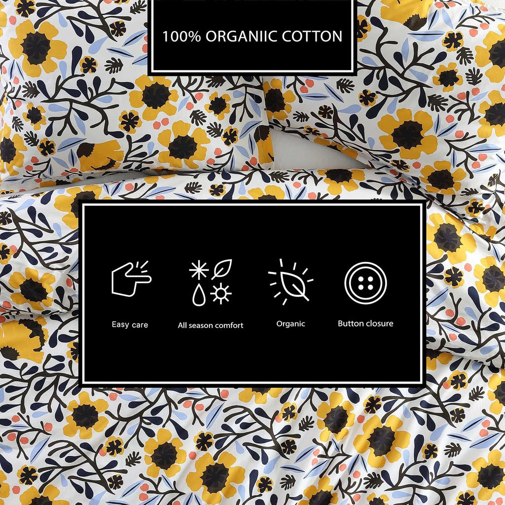 Marimekko - Full/Queen Comforter Set, Cotton Percale Reversible Bedding with Matching Shams, Floral Home Decor (Mykero Multicolor, Full/Queen)