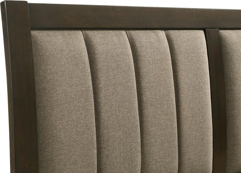 Coaster Home Furnishings Wilkes Transitional 4-Piece Bedroom Set Fabric Upholstered Eastern King Size Panel Bed Frame 51-inch Headboard Dark Cocoa 224421KE-S4