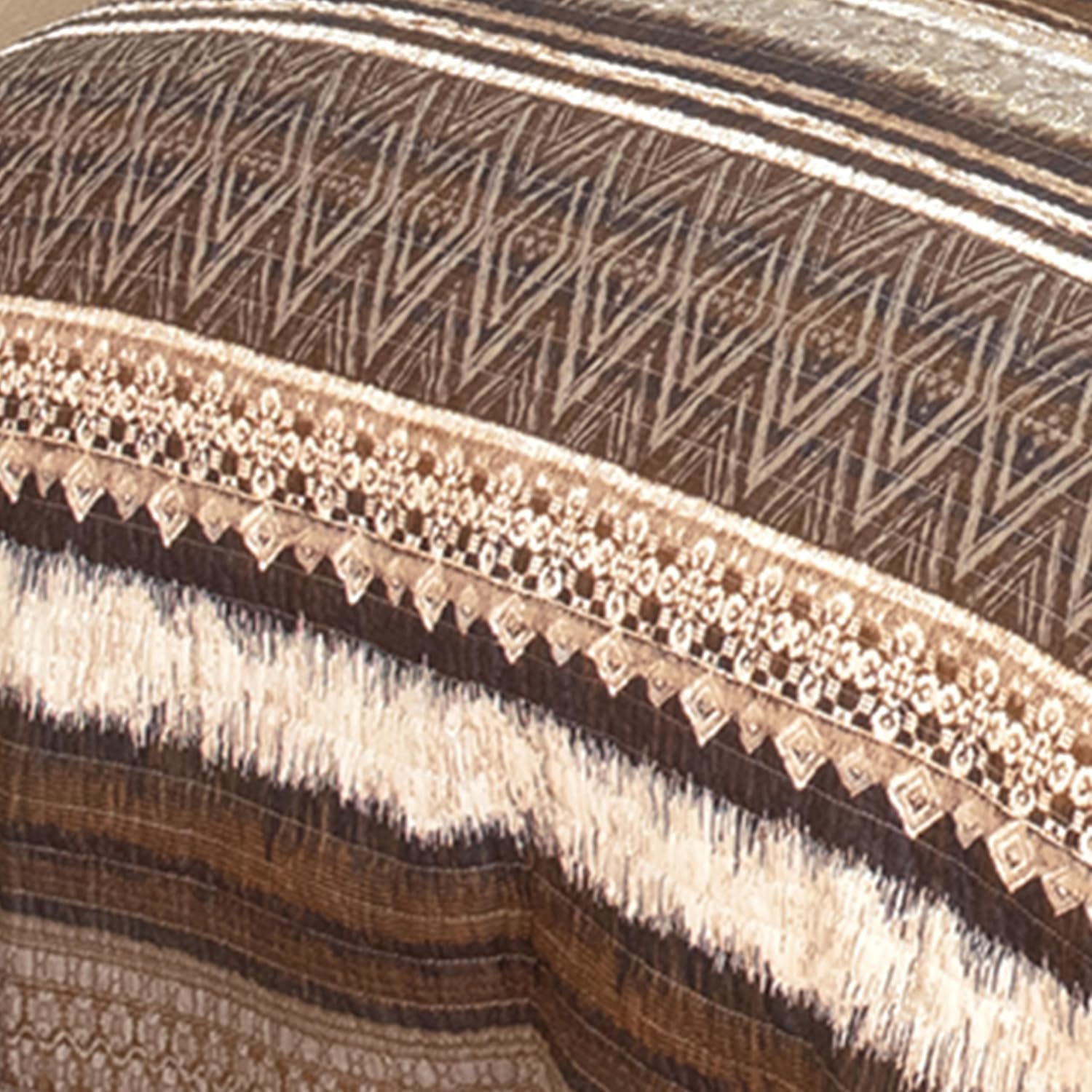 BLACK FOREST DECOR Southwest Mocha Queen Quilt Set - 100% Cotton, Lightweight, Machine Washable, Western Quilt with Southwest Patterns, Includes Quilt & Shams, 90' W x 90' L