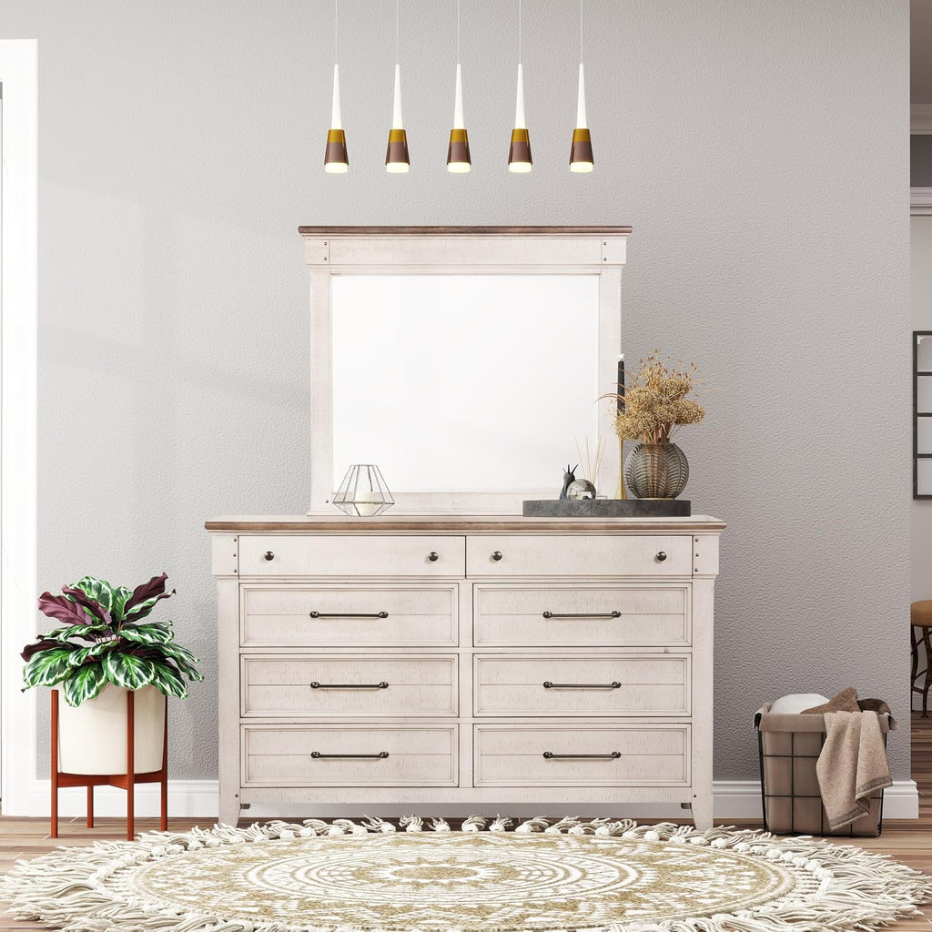 Roundhill Furniture Walcott 4-Piece Bedroom Set with Touch LED Lighting, Weathered Dusty-Taupe Finish, King