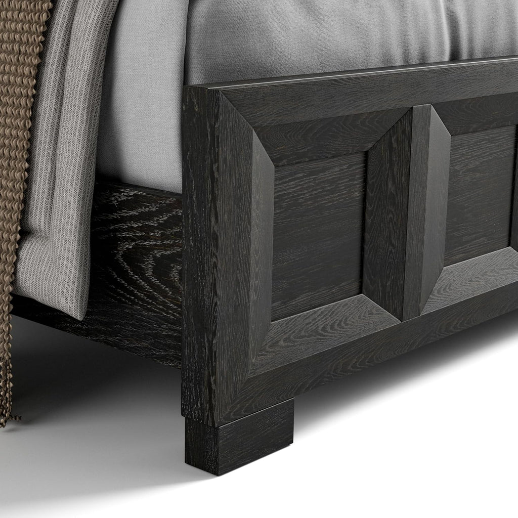 Furniture of America Dannen Modern Solid Wood 3-Piece Bedroom Set with Oversized Nightstand, Cedarwood-Lined Bottom and Felt-Lined Top Drawers, Box Spring Needed, King, Weathered Black