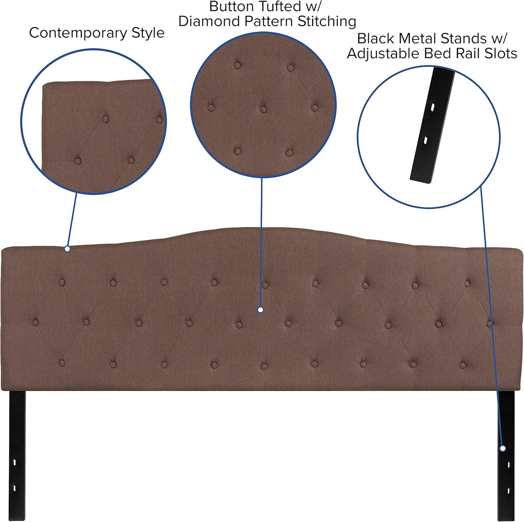 Flash Furniture Cambridge Button Tufted and Diamond Stitched Upholstered King Size Headboard in Camel Fabric
