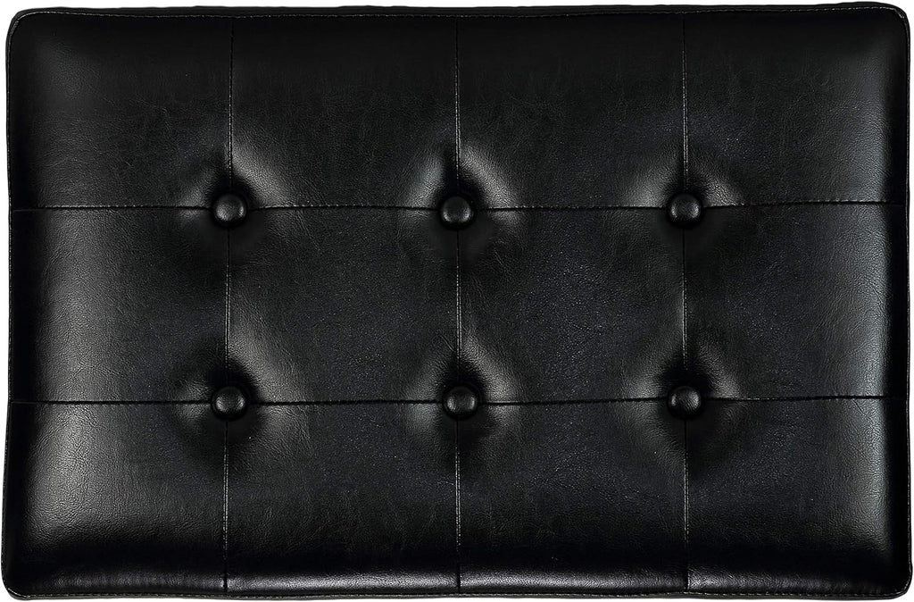 Cortesi Home Kayla Traditional 'X' Bench Vinyl Ottoman with Nailhead Trim Finish, Black