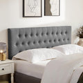 Huatean Home Tufted Upholstered Headboard King Size, Solid Wood Head Board with Durable Metal Legs, Adjustable Height Bed headboard from 37' to 51' Fabric Headboard in Modern Button Design, Grey