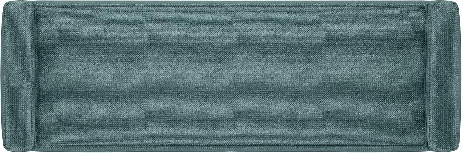 SIMPLIHOME Scott Ottoman Bench - 46 inch Wide Upholstered Linen Fabric Rectangle Ottoman in Smoky Teal, Contemporary Bench for Bedroom, Entryway or Living Room with Raised Sides and Cushioned Seat
