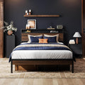 LIKIMIO Full Bed Frame with Headboard, Dark Wood Camas Full with Strong Supports, Sturdy, Noise-Free, No Box Spring Needed, Dark Walnut