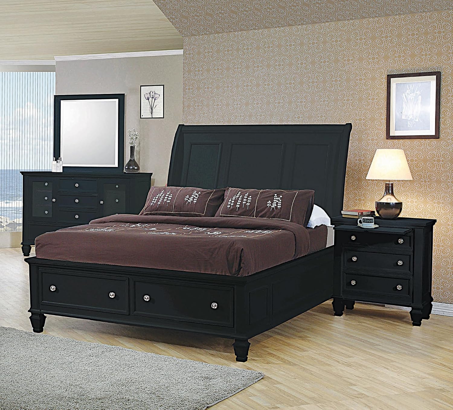 Coaster Sandy Beach California King Bed 4-Piece Set, Black
