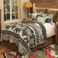 BLACK FOREST DECOR Black Bear Log Cabin Quilt Bed Set - Queen – Rustic 90' x 90' Quilt with Shams