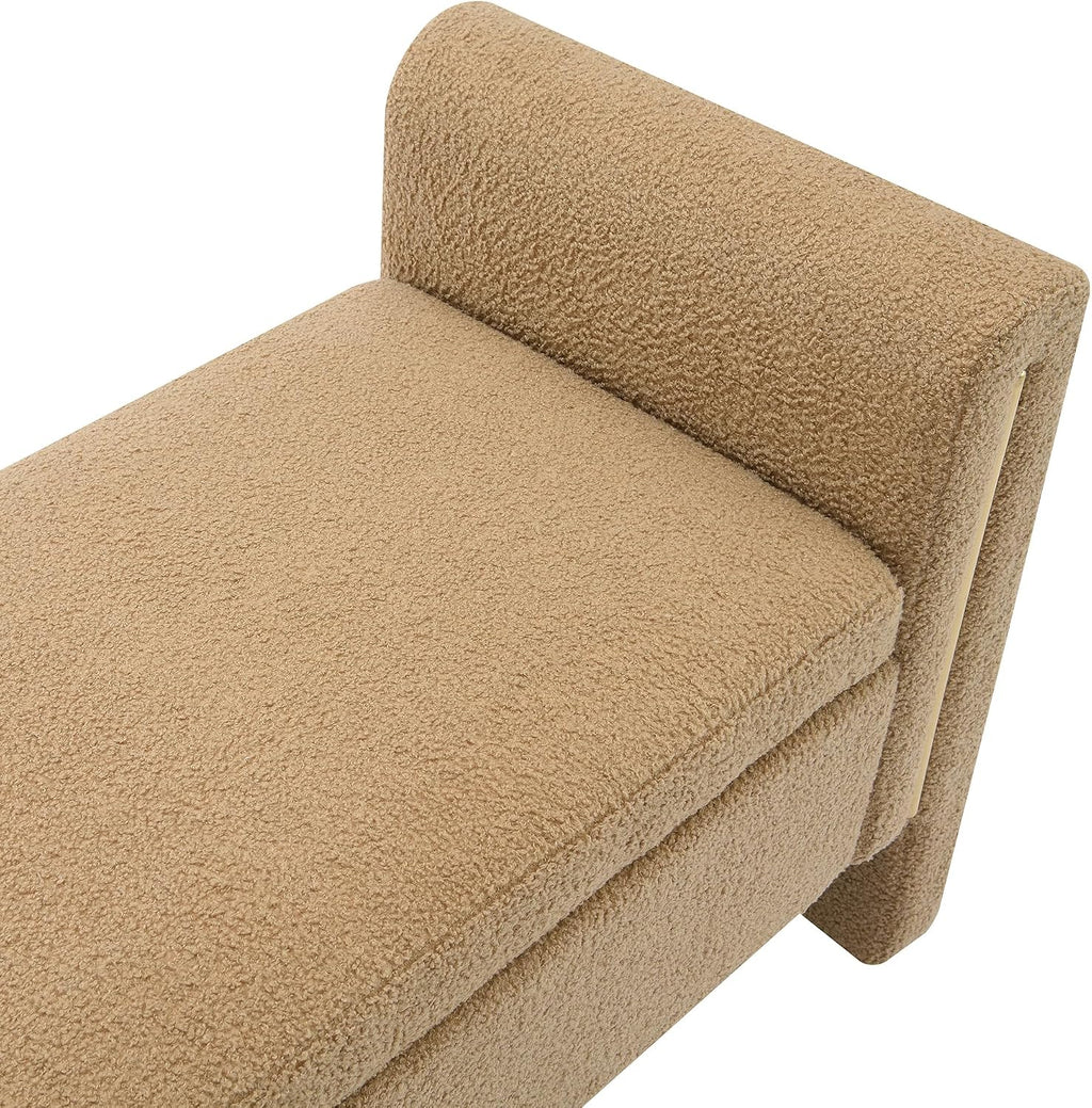 Modern Teddy Bed End Bench with Arms and Storage,Upholstered Large Foot Rest Stool, Comfy Window Vanity Bench for Living Room,Bedroom,Dorm,Coffee Table,Teddy Coffee