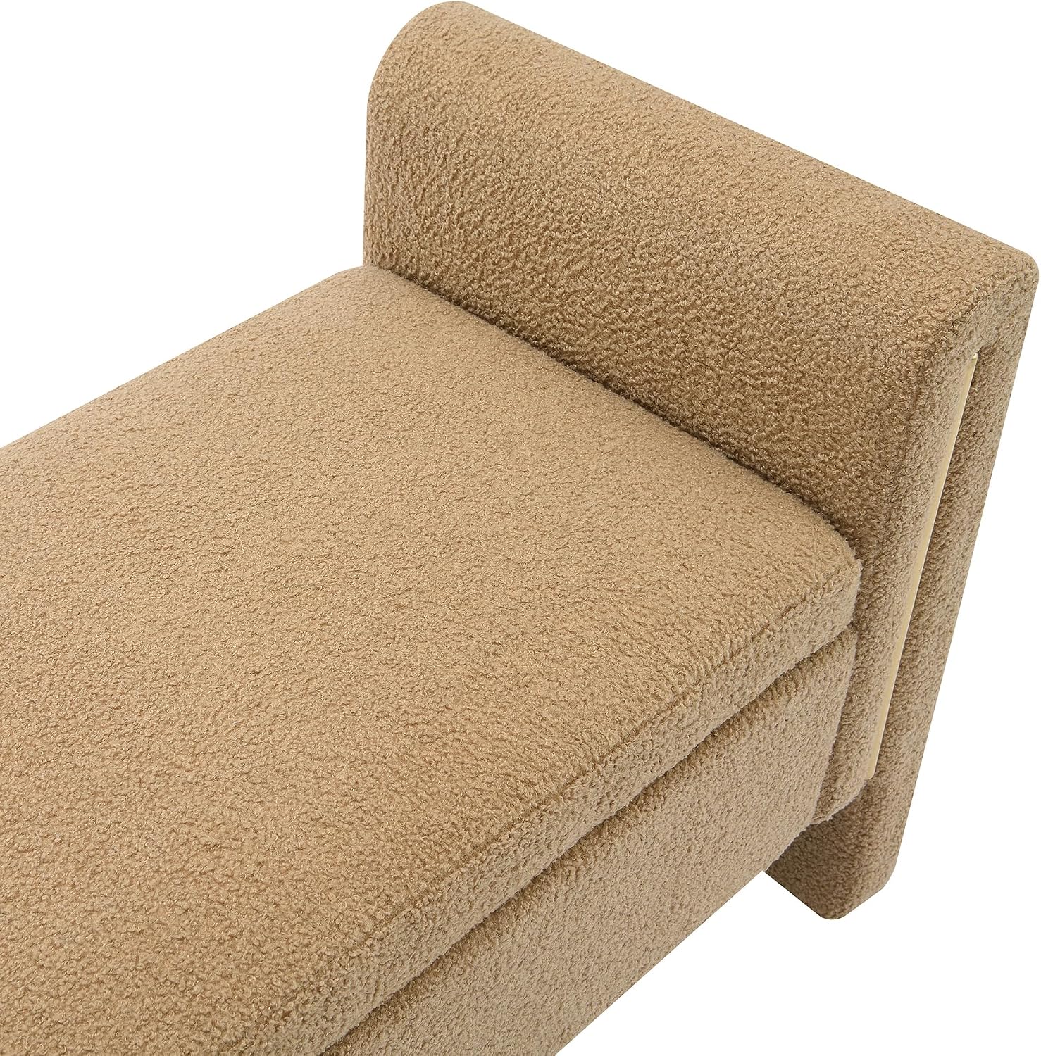 Modern Teddy Bed End Bench with Arms and Storage,Upholstered Large Foot Rest Stool, Comfy Window Vanity Bench for Living Room,Bedroom,Dorm,Coffee Table,Teddy Coffee