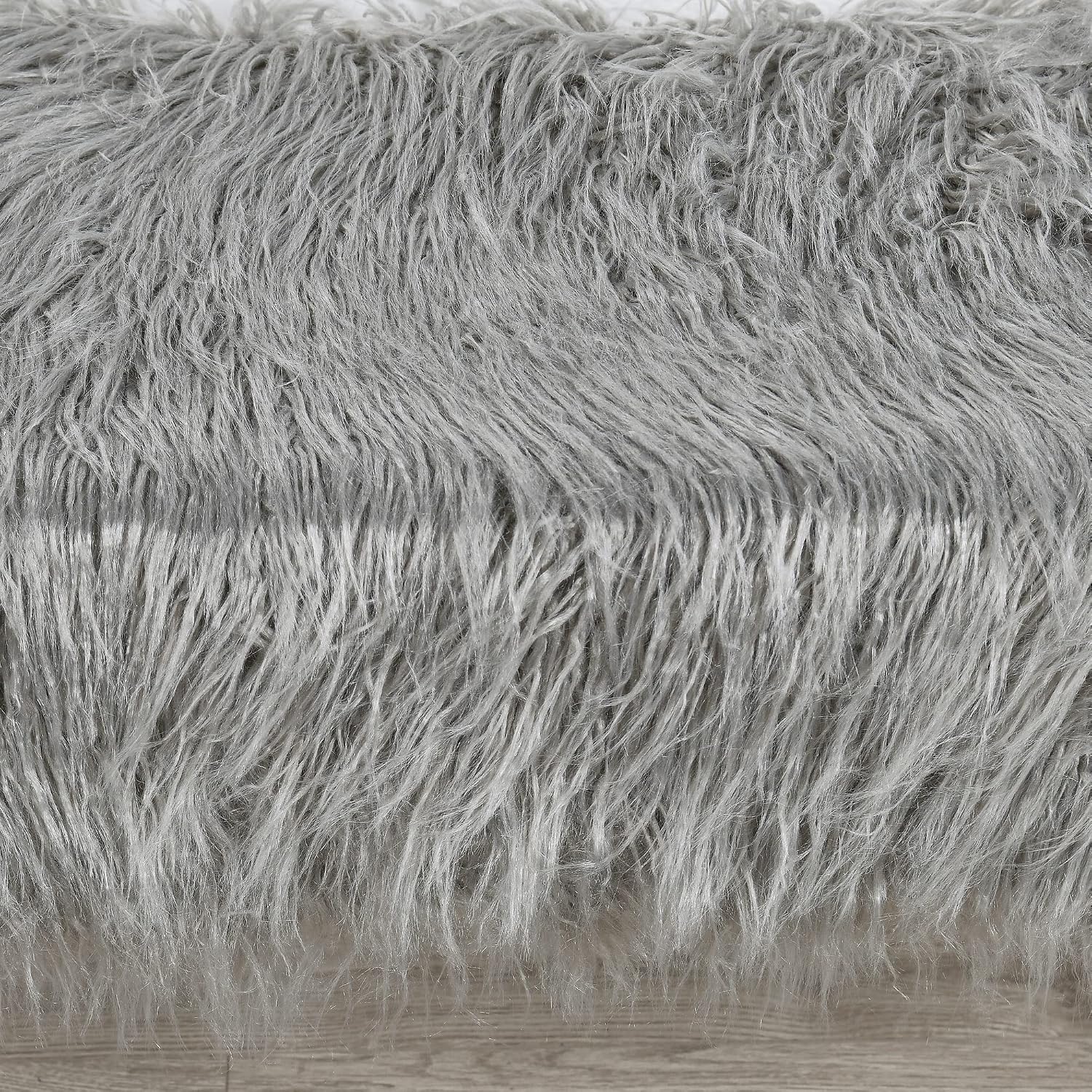 Gray Soft Plush Faux Fur Ottoman Entryway Bench Furry Footrest Stool 46'x16'x17' Sturdy Accent Long Bench for Bedroom End of Bed Closet Vanity Fuzzy Coffee Table Living Room Ottoman Gold Legs