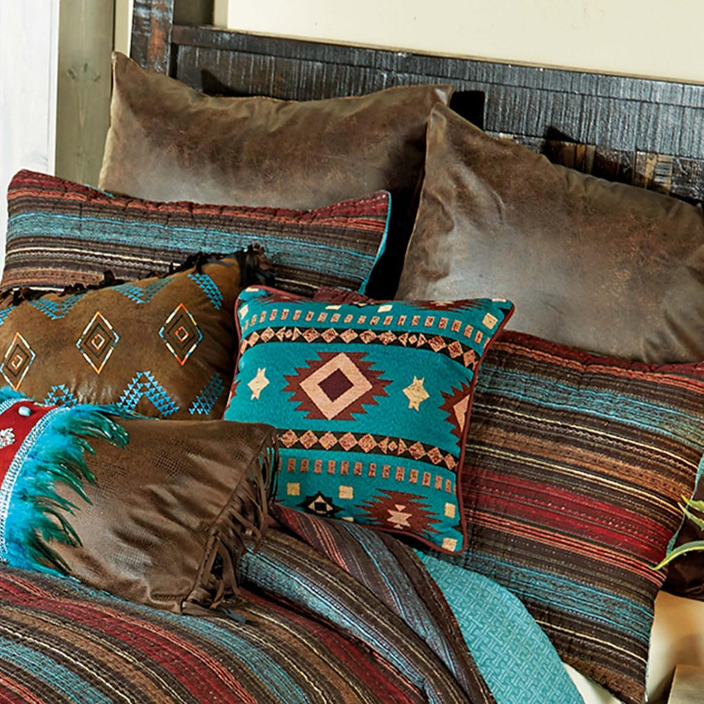 BLACK FOREST DECOR Santa Fe Stripes Quilt Bed Set - Queen, Western Style, Lightweight Reversible Bedding, Machine Washable
