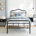 BOSRII 18 Inch Twin Size Metal Bed Frame with Headboard and Footboard Heavy Duty Platform Bed Vintage Iron Wrought Frames Steel Slats, Easy Assembly, No Box Spring Needed, Noise Free, Black
