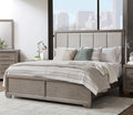 Roundhill Furniture Ennesley Gray Wood Upholstered Panel Bed, Queen Size