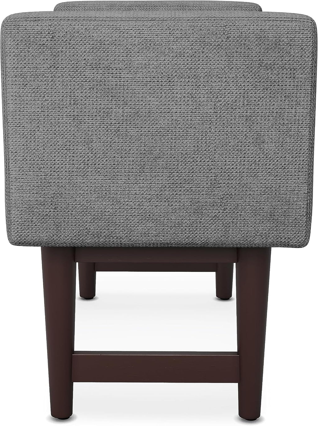SIMPLIHOME Scott Small Ottoman Bench - 29 inch Wide Upholstered Linen Fabric Rectangle Ottoman in Pewter Grey, Contemporary Bench for Bedroom or Living Room with Raised Sides and Cushioned Seat