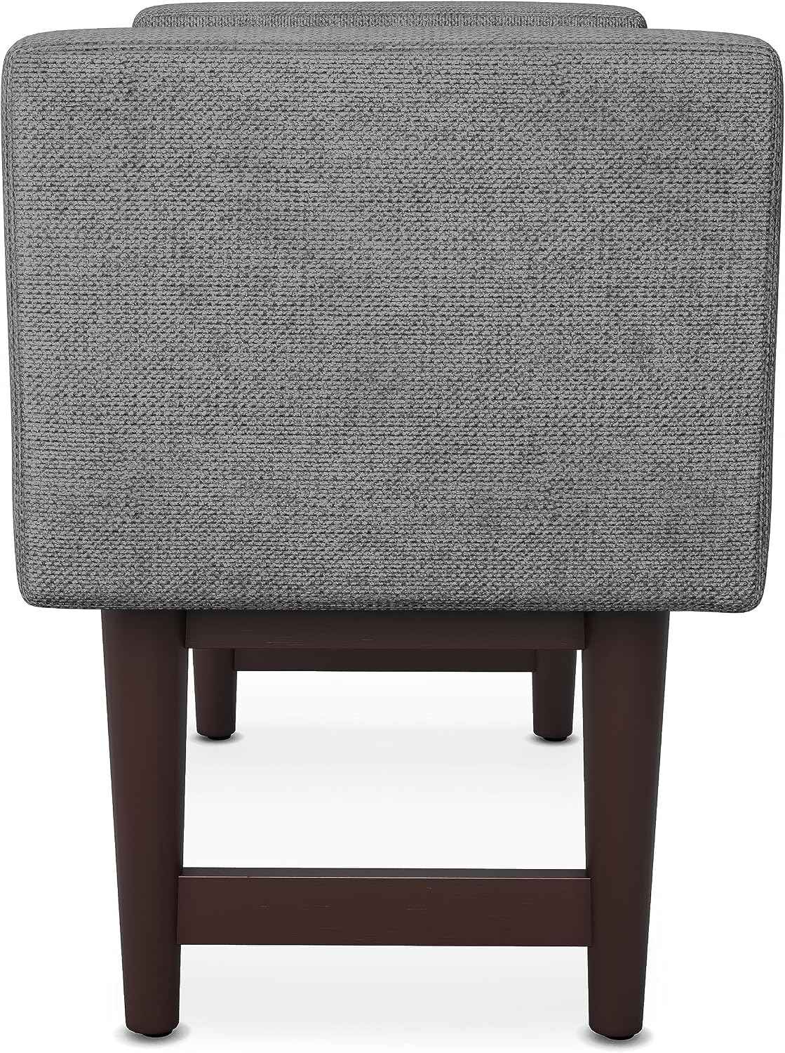 SIMPLIHOME Scott Small Ottoman Bench - 29 inch Wide Upholstered Linen Fabric Rectangle Ottoman in Pewter Grey, Contemporary Bench for Bedroom or Living Room with Raised Sides and Cushioned Seat