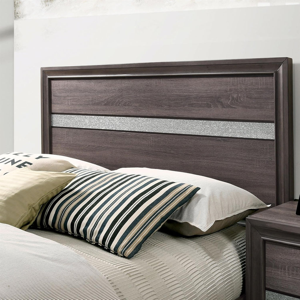 Furniture of America FOA Laren Contemporary 3-Piece Gray Wood Bedroom Set - King + 2 Nightstands