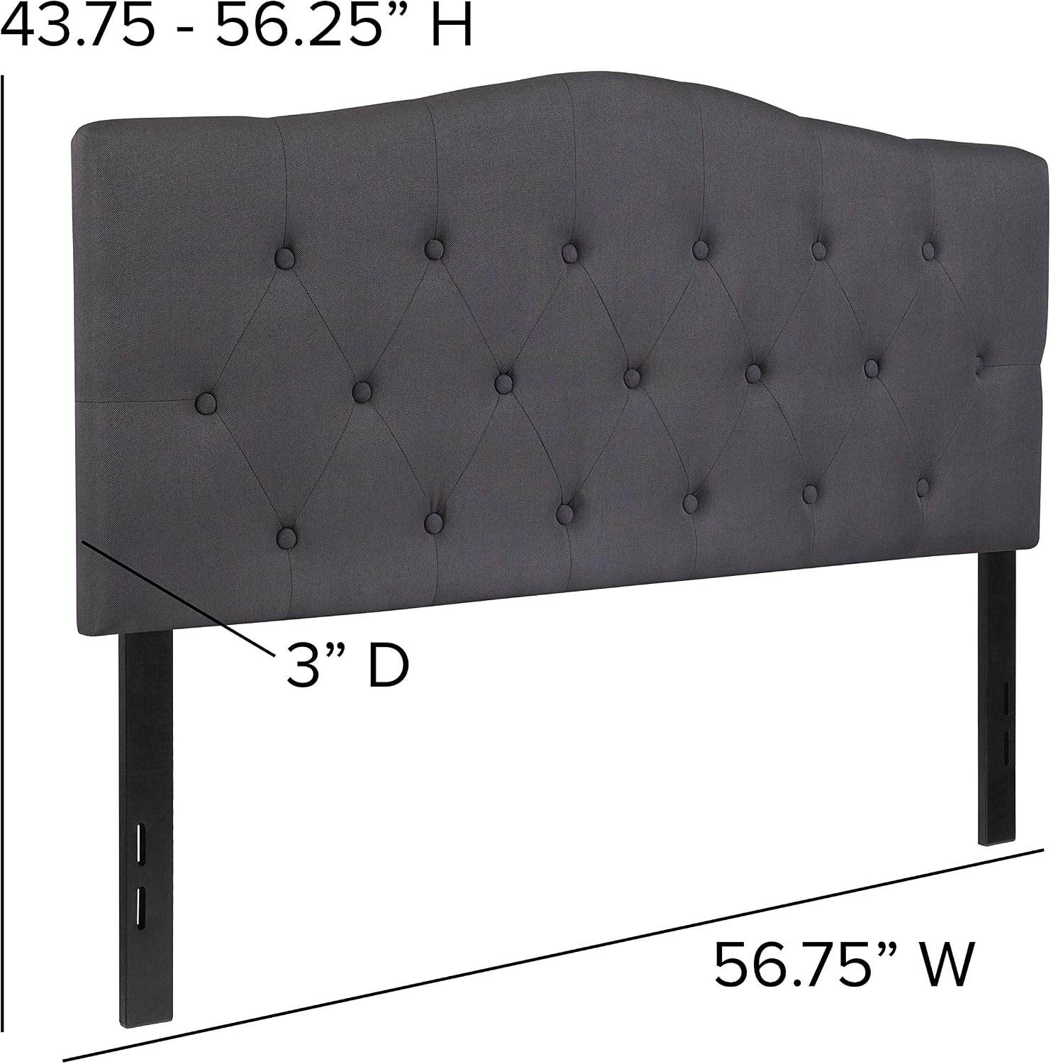 Flash Furniture Cambridge Tufted Upholstered Full Size Headboard in Dark Gray Fabric