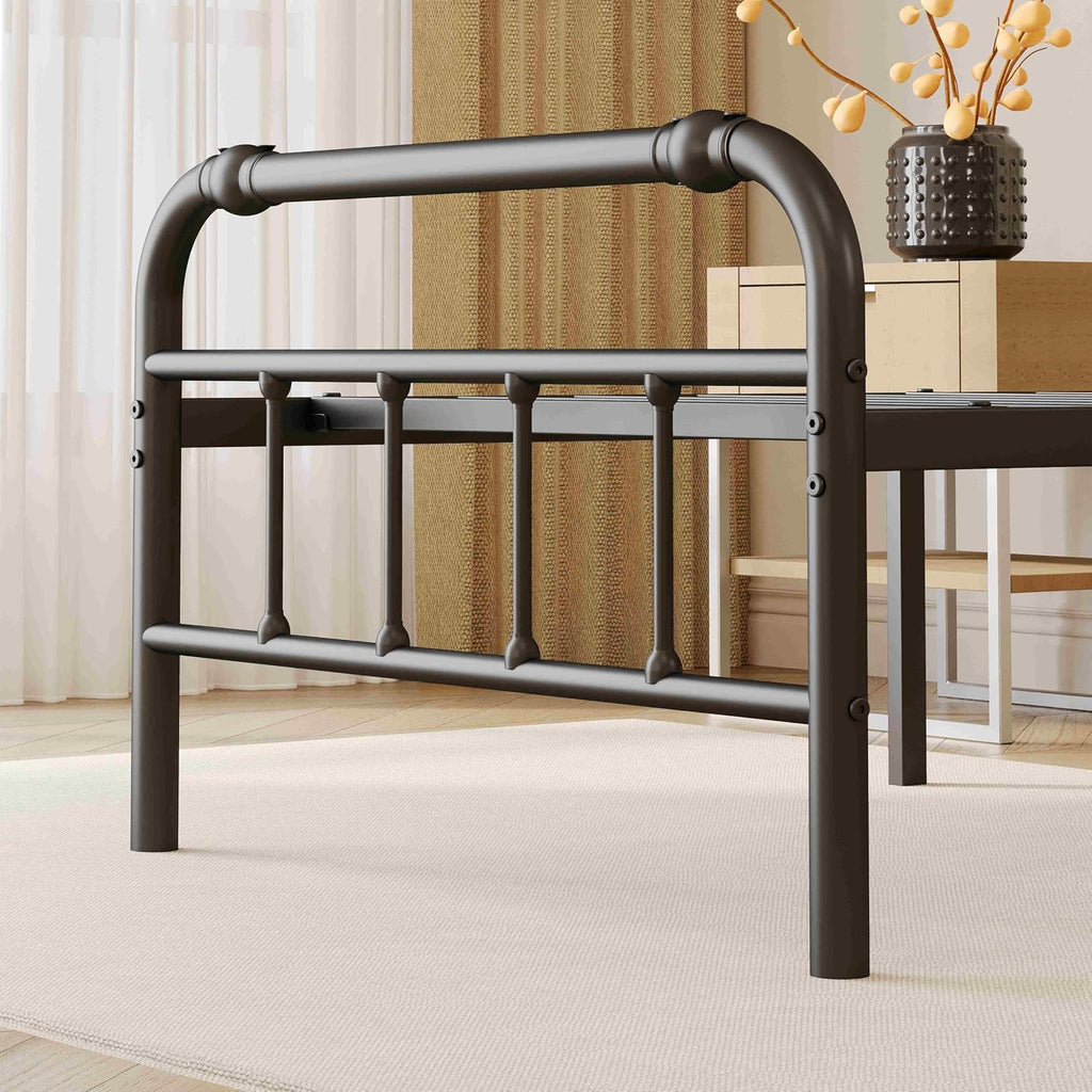 ZIYOO Vintage-Inspired 18 Inch Metal Bed Frame - Victorian Headboard & Footboard, Sturdy Platform Design, Under Bed Storage, No Box Spring Needed, Noise Free, Twin XL Size