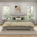 Furniture of America Alistair Modern Wood 3-Piece Bedroom Collection with Bed Frame and 2-Drawer Nightstands Set of 2, Box Spring Required, Light Taupe, Queen