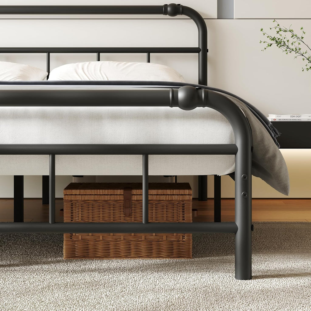 ZIYOO King Bed Frame with Headboard and Footboard, 14 Inch Heavy Duty Metal Platform Bed, 1500 lb Weight Capacity, No Box Spring Needed, Noise Free Easy Assembly, Black