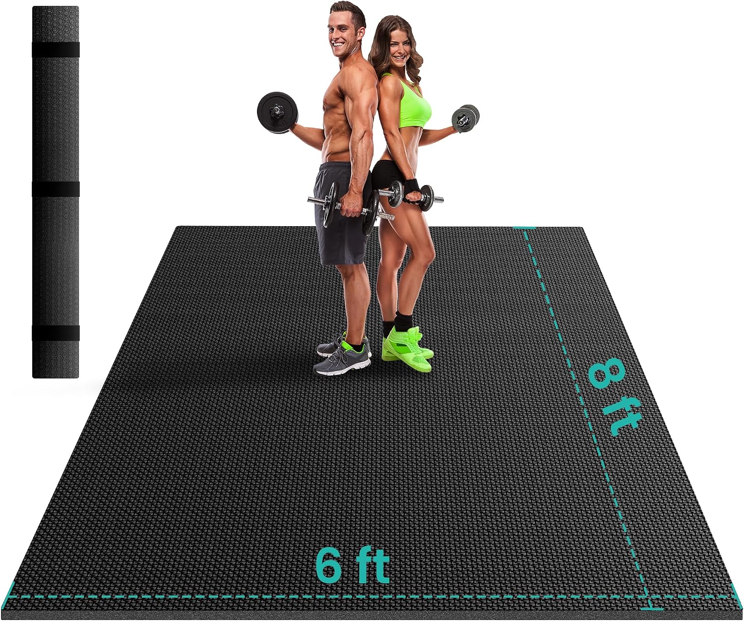 Stepwaver Extra Large Exercise Mat, 7'x5' 8'x6' 10'x6' (8mm) Extra Thick Workout Mats for Home Gym Flooring, Non-Slip, Ultra Durable, High-Density Gym Mat for Cardio,Yoga, Jump Rope, MMA, Weights
