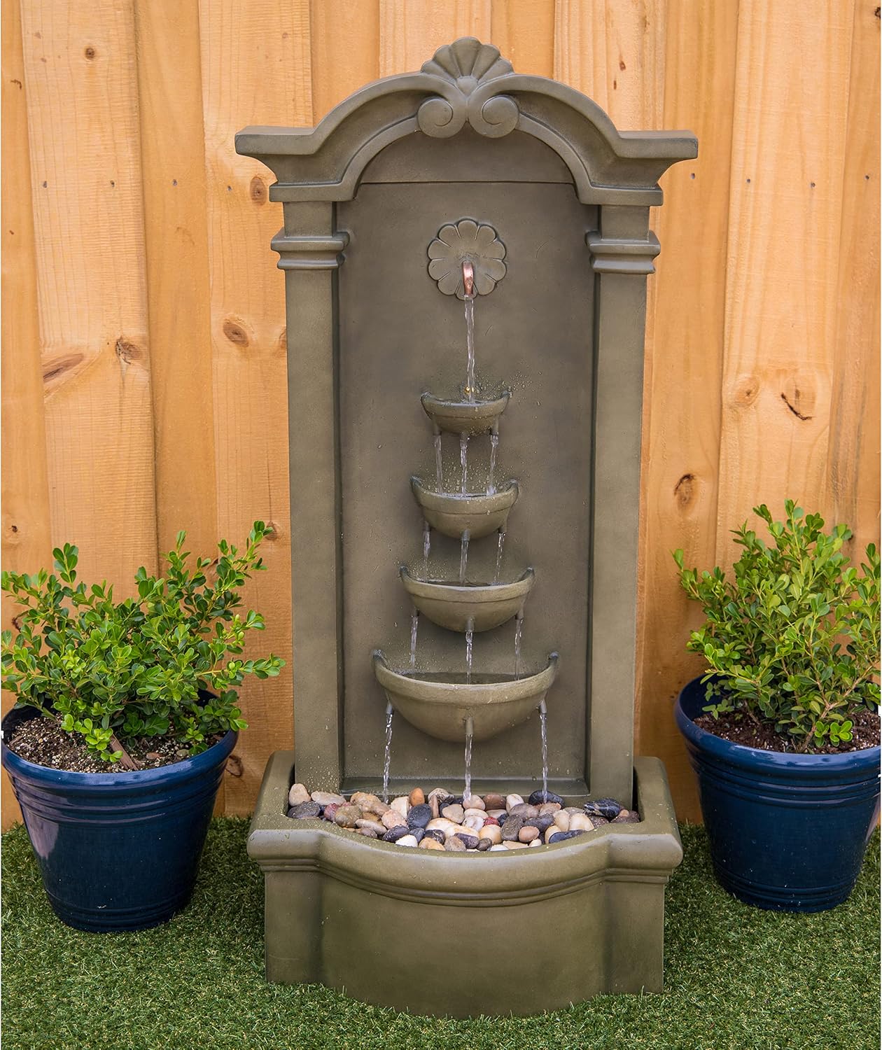 Kenroy Home 51021MS Cathedral Indoor/Outdoor Floor Fountain with Green Finish, Traditional Style, 44' Height, 20' Width, 12' Depth