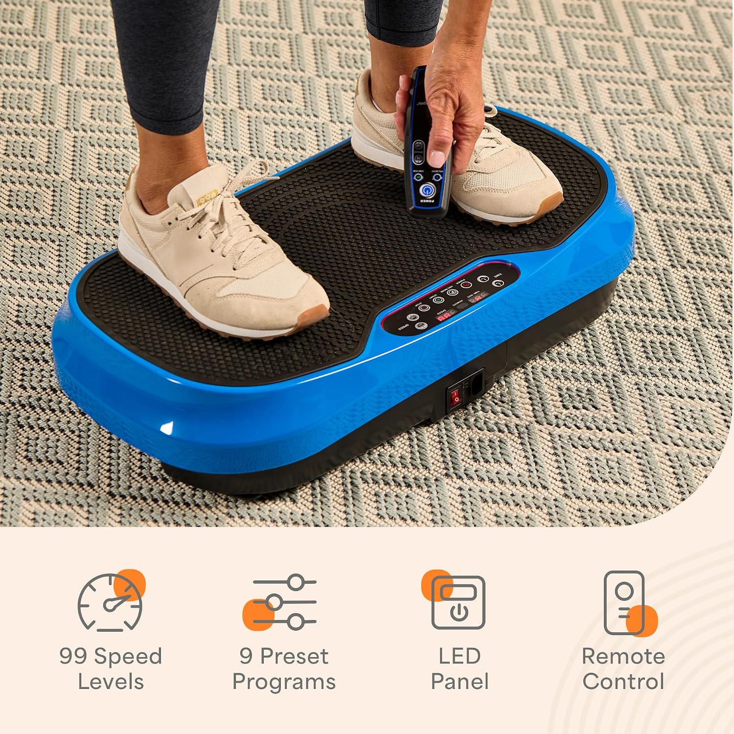 Lifepro Waver Mini Vibration Plate Exercise Machine with Remote & Bands — Compact Whole Body Vibrating Plate for Lymphatic Drainage & Muscle Toning — Shake Machine with 99 Speed Levels & 10 Presets