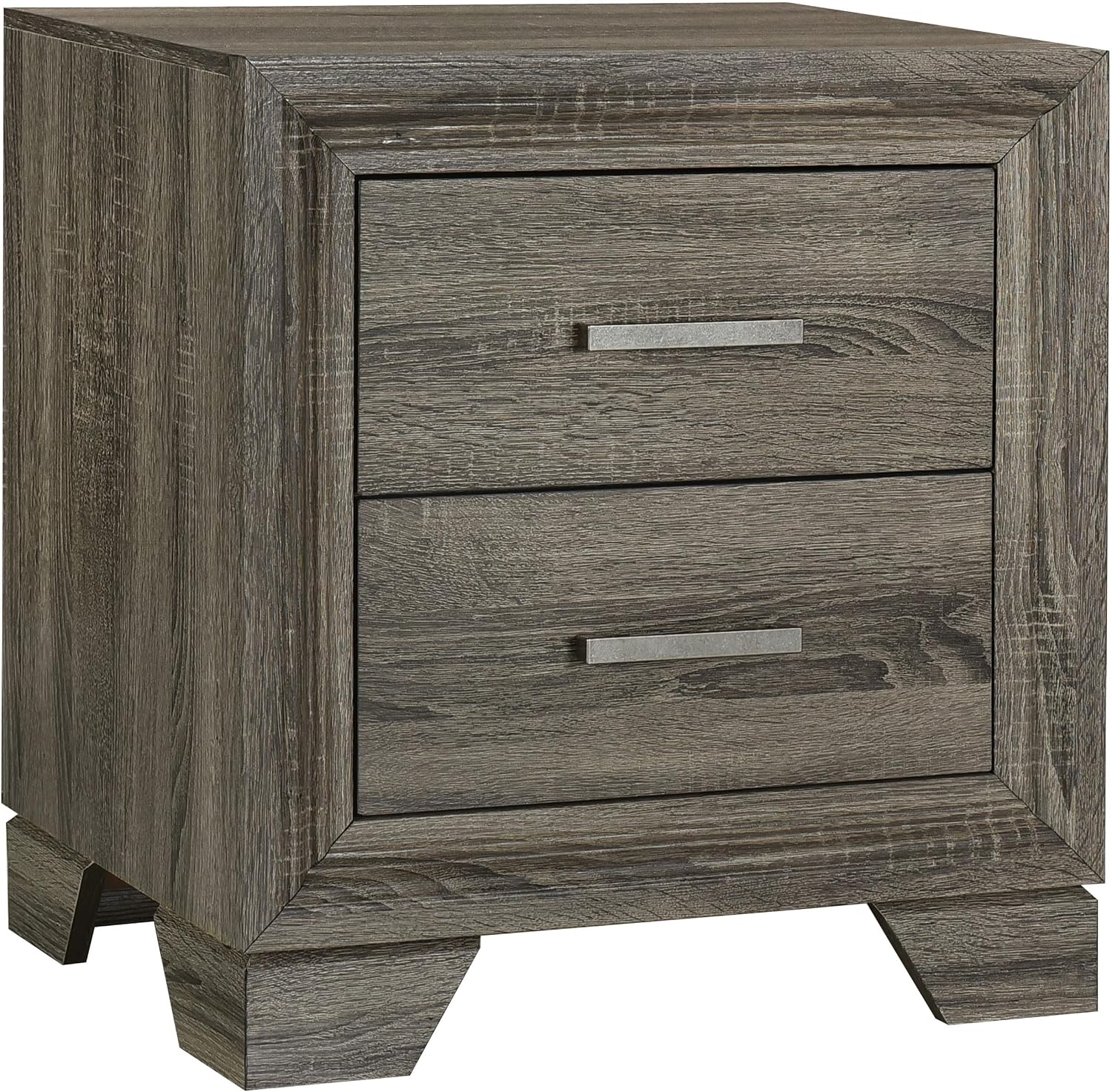 Coaster Home Furnishings Wright Transitional 4-Piece Bedroom Set Fabric Upholstered Eastern King Size Panel Bed Frame 52-inch Headboard Brown Oak 223341KE-S4