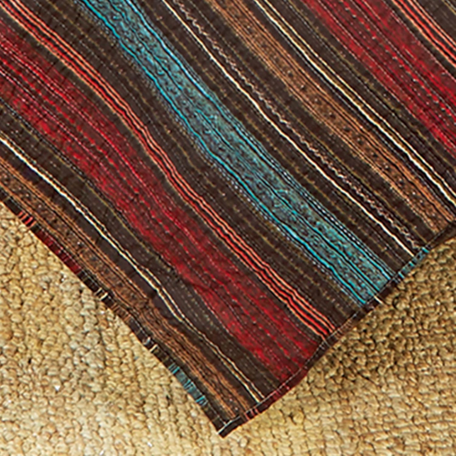 BLACK FOREST DECOR Santa Fe Stripes Quilt Bed Set - King, Western Style, Lightweight Reversible Bedding, Machine Washable