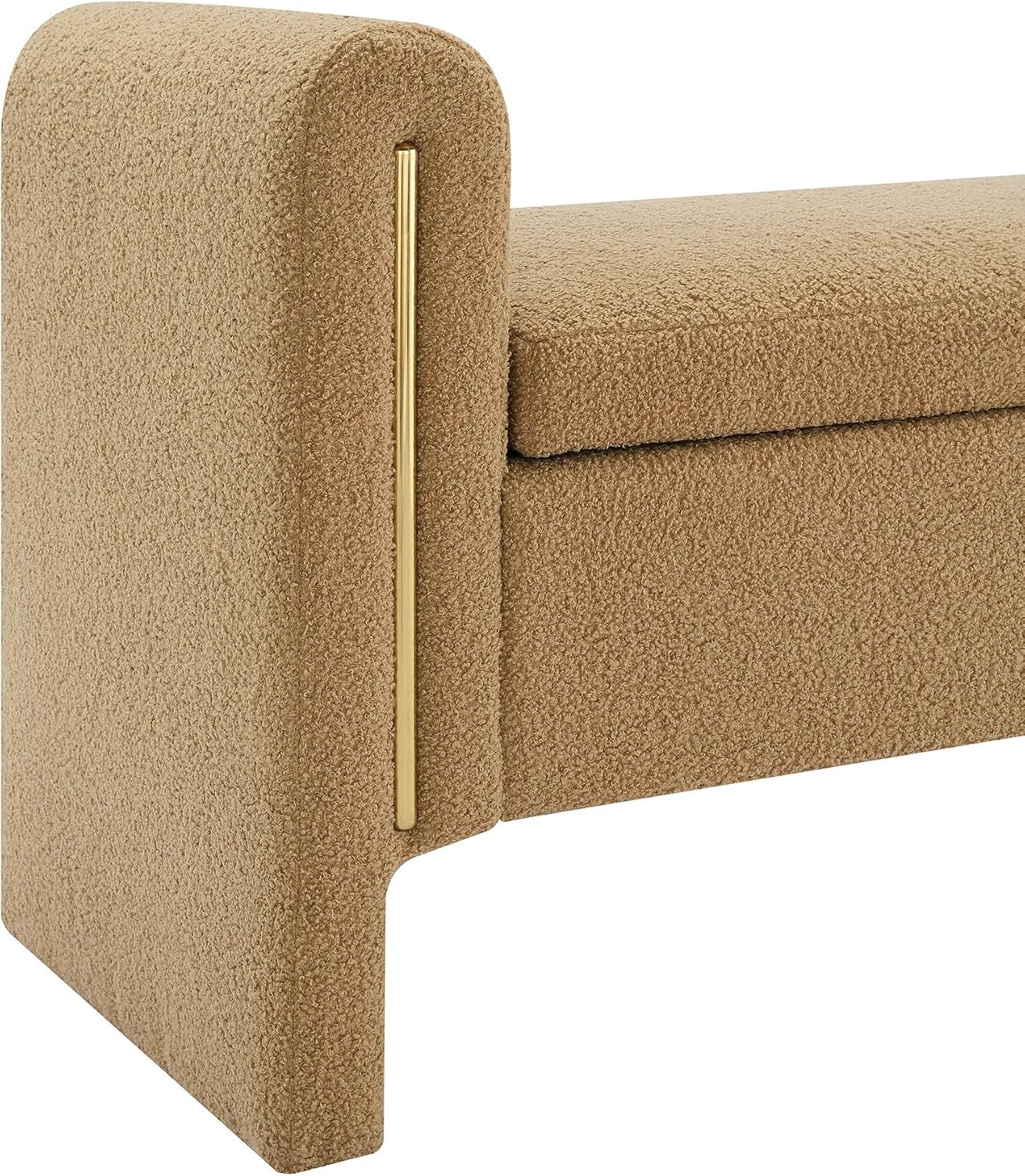 Modern Teddy Bed End Bench with Arms and Storage,Upholstered Large Foot Rest Stool, Comfy Window Vanity Bench for Living Room,Bedroom,Dorm,Coffee Table,Teddy Coffee
