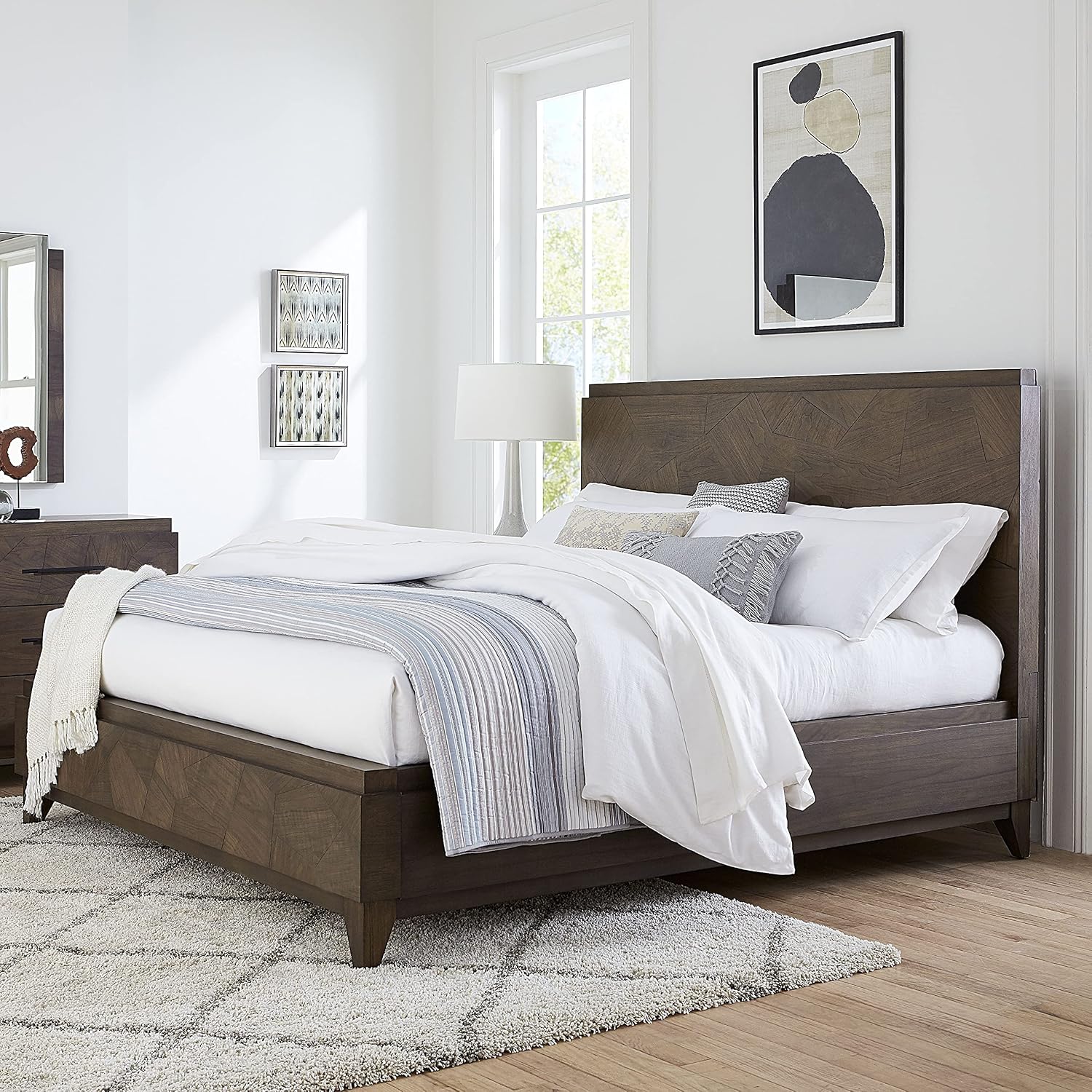 Modus Furniture Solid Wood Panel Bed, California King, Broderick - Wild Oats Brown