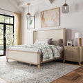Furniture of America Saries Modern Solid Wood 2-Piece Bedroom Set with King Bed Frame and 2 Drawer Nightstand for Guest Room, Dorm, Home, Box Spring Needed, Natural Oak