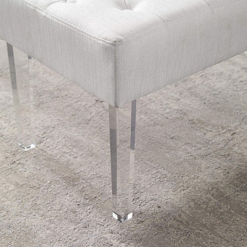Linon Ella Glitz Acrylic Leg Bench, 35'Wx17'Dx18'H, White