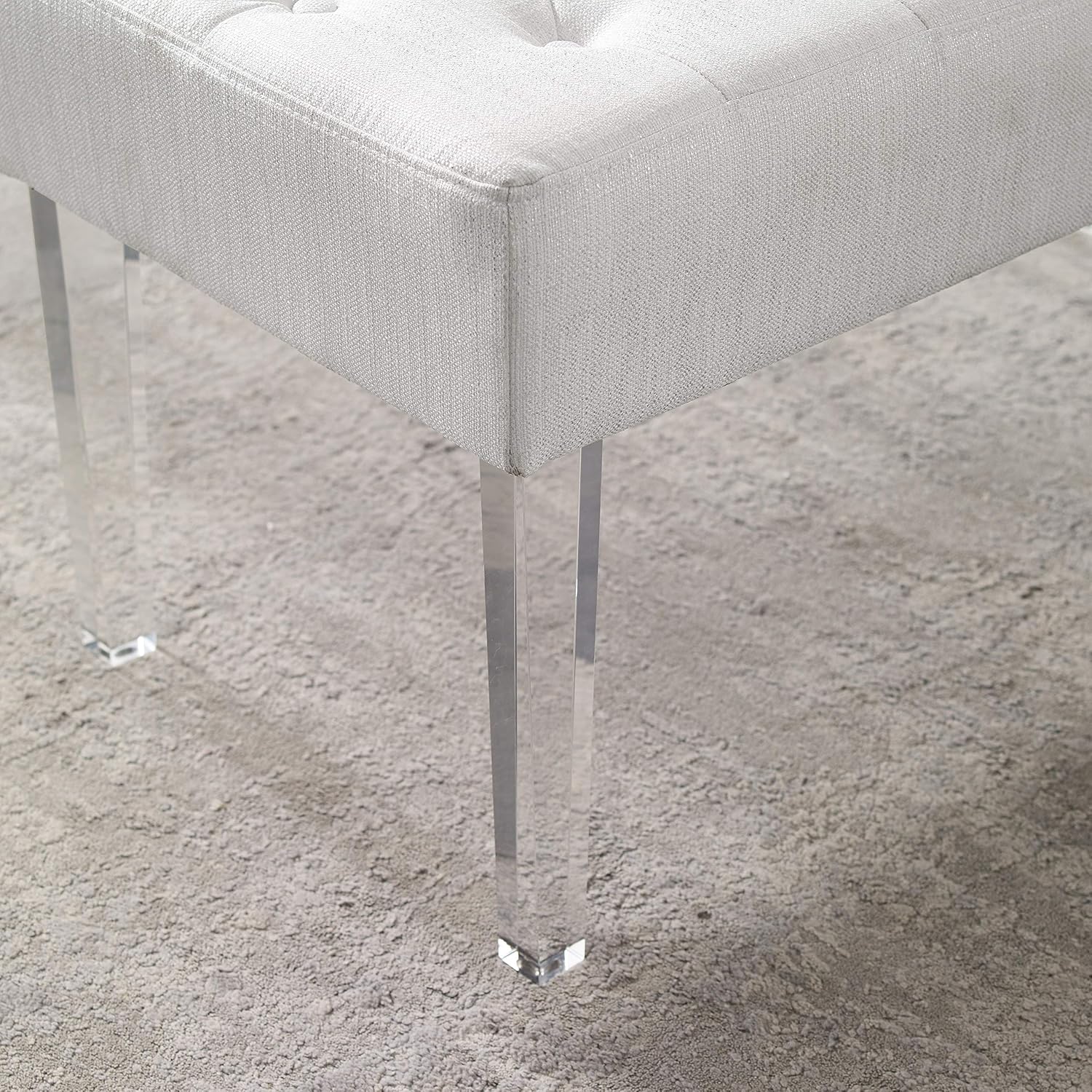 Linon Ella Glitz Acrylic Leg Bench, 35'Wx17'Dx18'H, White