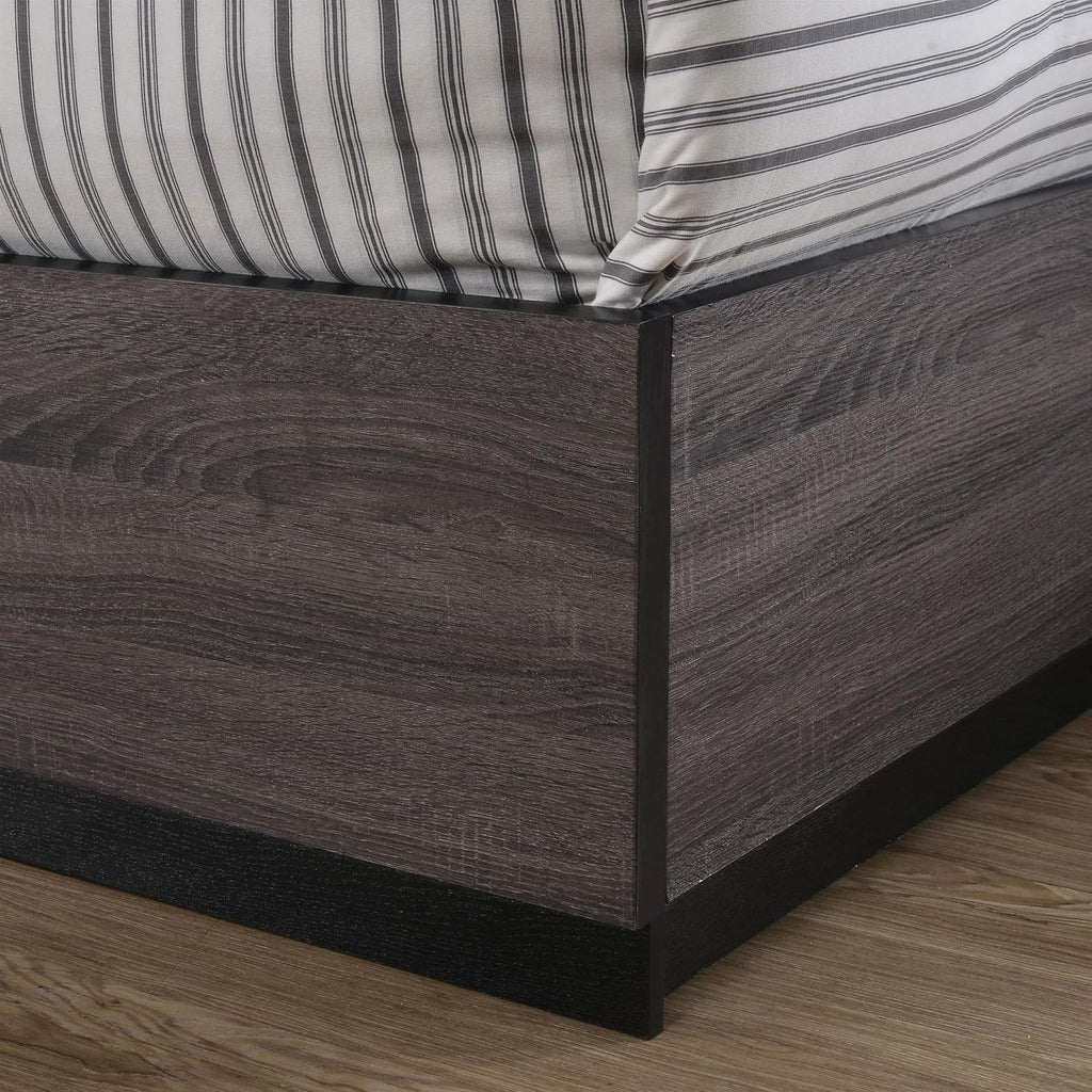 Furniture of America FOA Drummond 3-Piece Gray Wood Panel Bedroom Set - King + 2 Nightstands