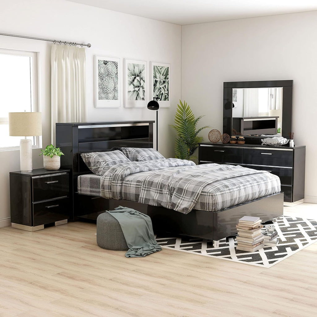 HOMES: Inside + Out Linsey Contemporary Wood 4-Piece King Bedroom Set, Box Spring Required, Black