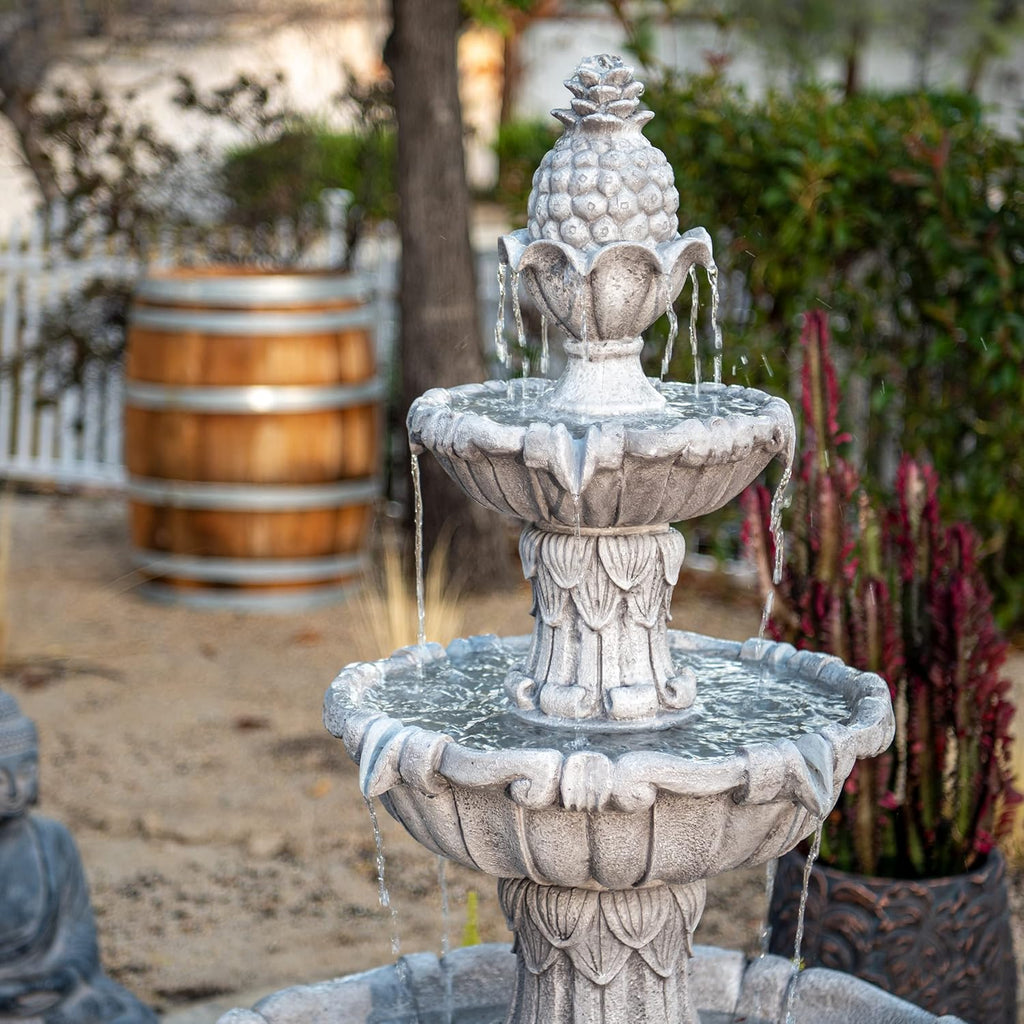 XBrand Large Outdoor Electric Bird Bath Fountain 58.3', 3-Tier Garden Water Fountain with Pump, Classic Leaf Design, Resin Floor Fountain for Yard, Lawn, Patio & Porch