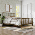 Furniture of America Blair Modern Metal Queen Size Bed Frame with Subtle Reeded Lines, Sturdy Bedframe for Bedroom, Guest Room, Box Spring Required, Gold