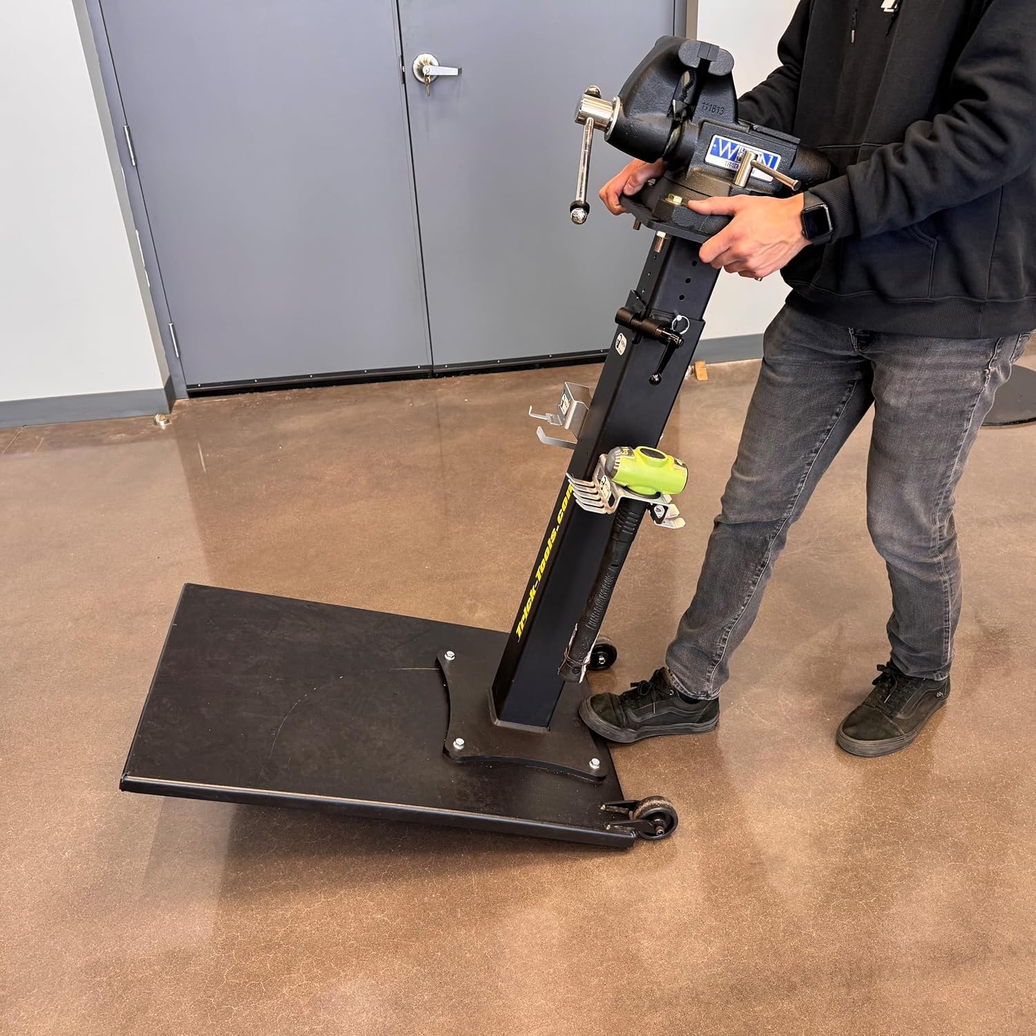 Trick-Tools Versa-Mount Adjustable Height Deluxe Mobile Vise and Grinder Floor Stand, Made in the USA