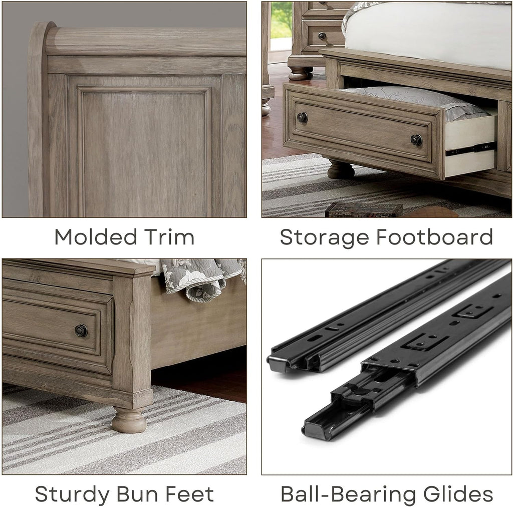 Furniture of America FOA Frigga Transitional 3-Piece Gray Wood Bedroom Set - Cal King + 2 Nightstands