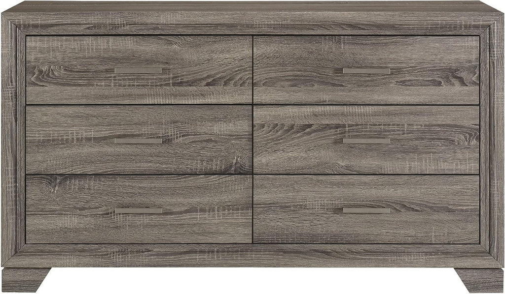 Coaster Home Furnishings Wright Transitional 4-Piece Bedroom Set Fabric Upholstered Eastern King Size Panel Bed Frame 52-inch Headboard Brown Oak 223341KE-S4