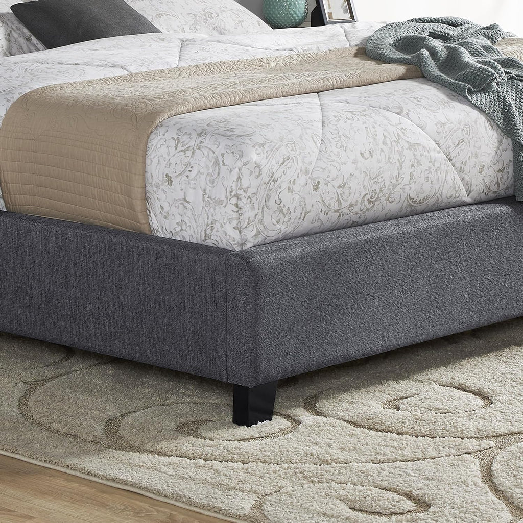 Roundhill Furniture Nantarre Fabric Tufted Wingback Upholstered Bed with Nailhead Trim, King, Gray