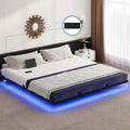 YITAHOME Floating Bed Frame King Size,Floating Bed with LED Lights & Charging Station, Metal Platform Bed Frame with Heavy Duty Steel Slats, No Box Spring Needed, Black