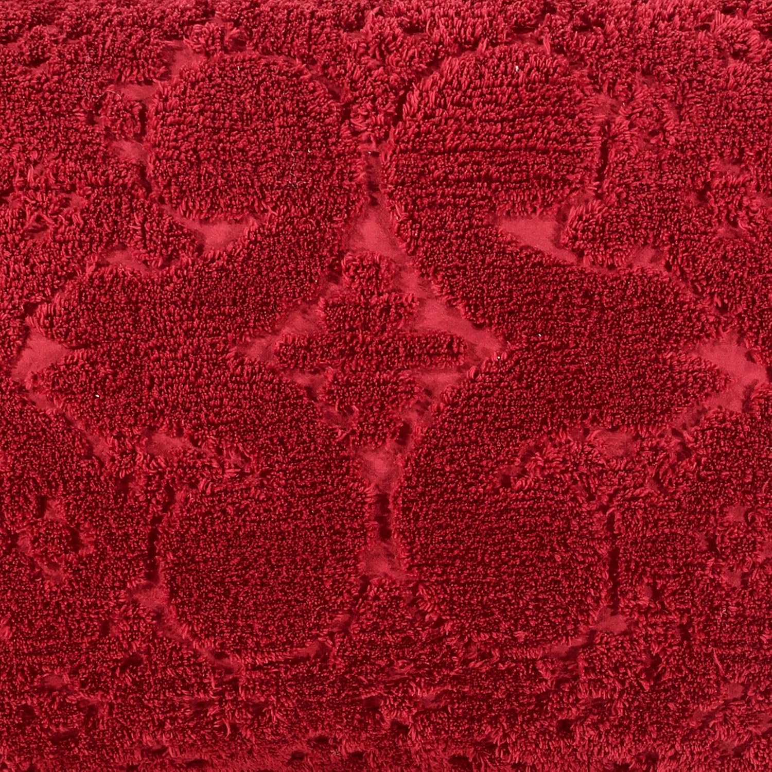 Better Trends Chenille Bedspreads Twin Size, Burgundy 100% Cotton Chenille Medallion Design Tufted Bedding Coverlet Soft Lightweight, 96'x110' with 1 PC Sham 2 Pieces Set Ashton Collection