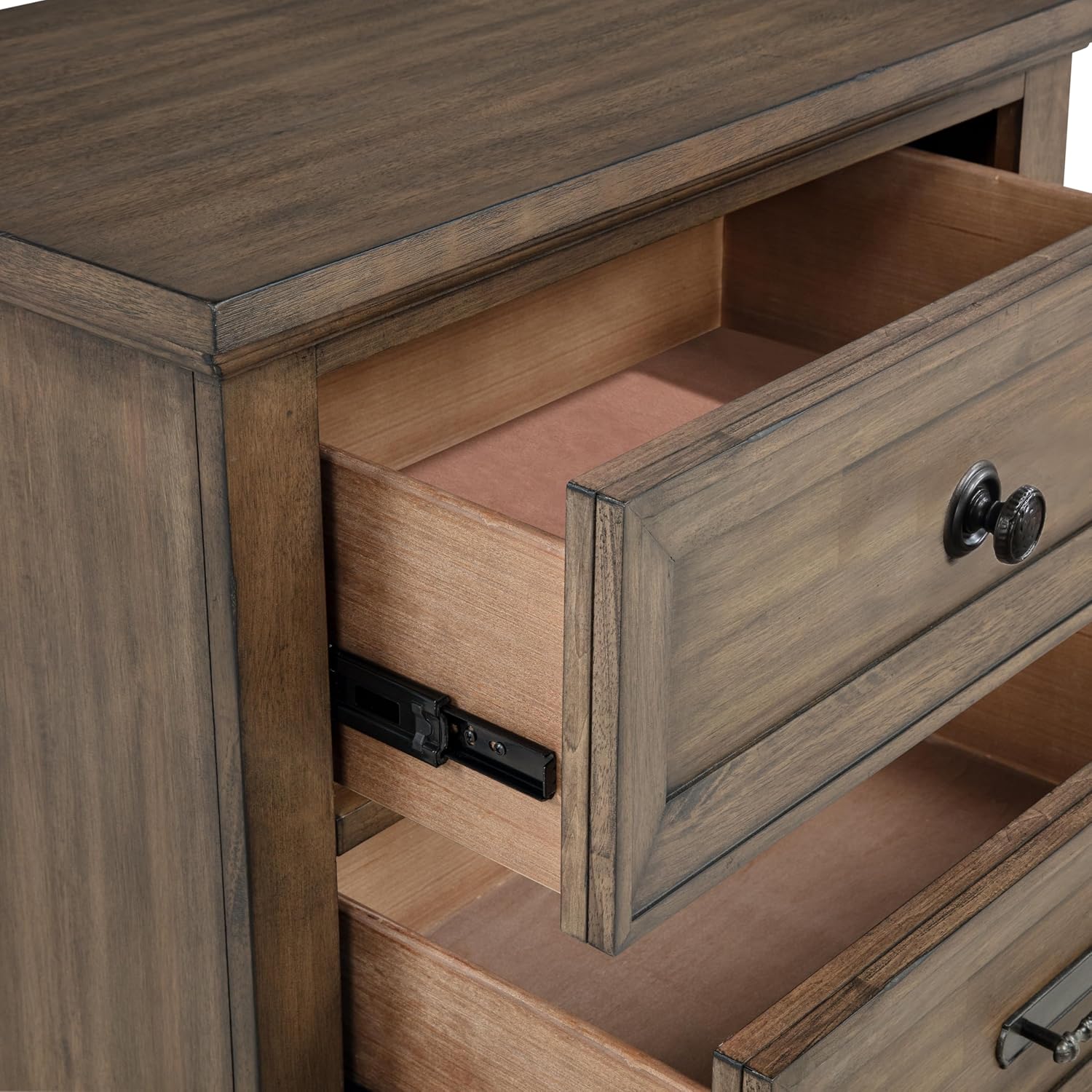 New Classic Furniture Mariana 4-Piece Wood King Bedroom Set with Nightstand, Vintage Mocha